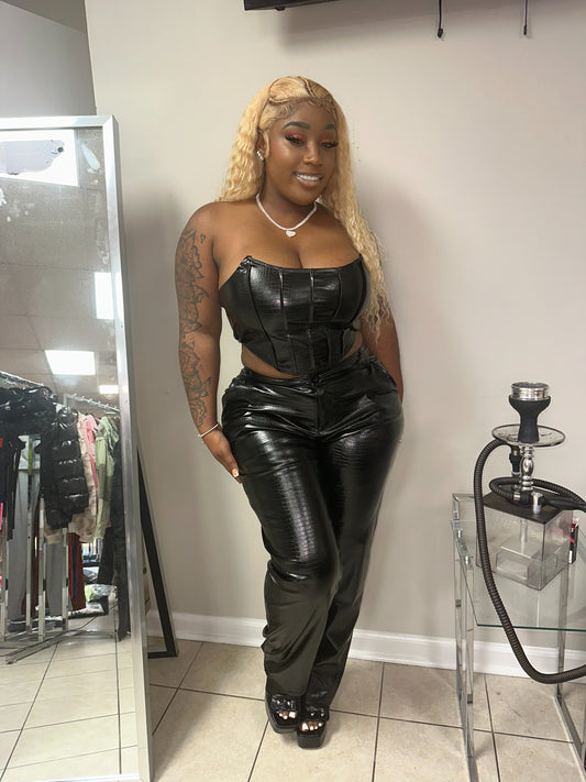 Leather Corset Set