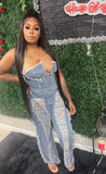Distressed Denim Jumpsuit